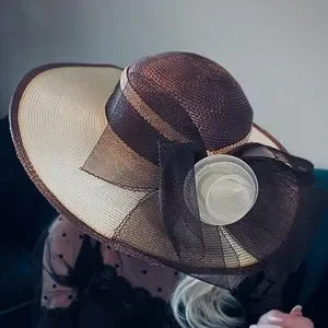 Accessories | Vintage Wide Brim Churchderby Hat W Mesh Bow  display picture 2